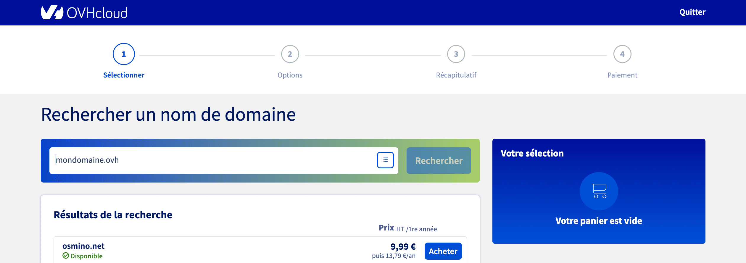 Vérifier disponibilité nom de domaine