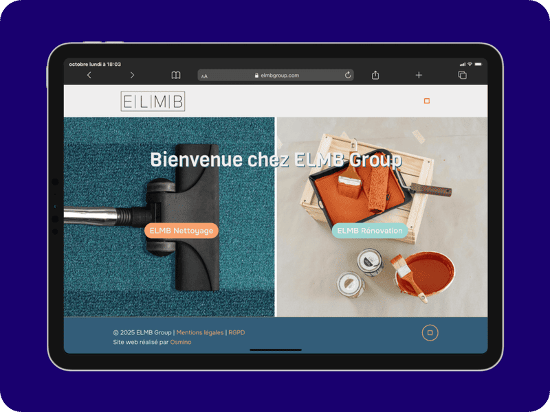 Site Vitrine ELMB Group Version Tablette