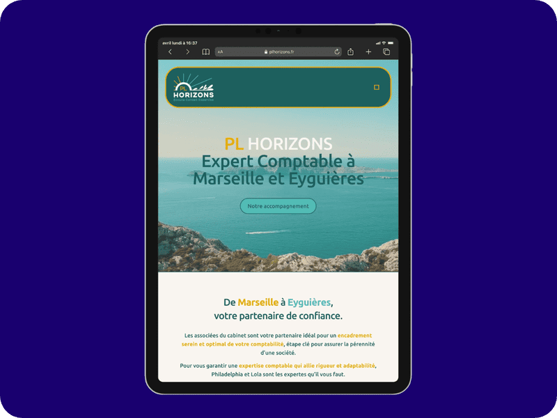 Site Vitrine PL Horizons Version Tablette